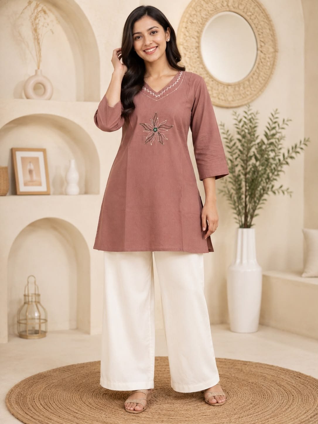 Women's Embroidered Cotton Kurti - GK Fashions Bengaluru
